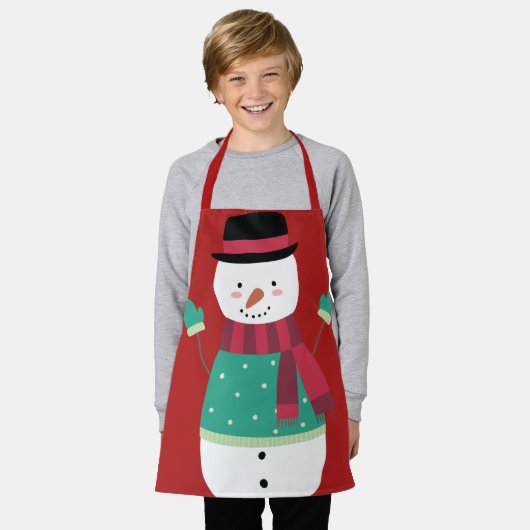 Niedlicher Cartoon Snowman Festliche Weihnachten Schürze (Getragen)