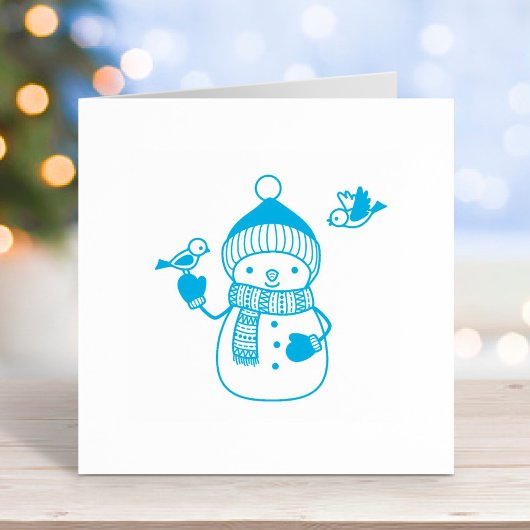 Niedlicher Cartoon Snowman in Nylonhut und Scarf Permastempel