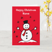 Niedlicher Cartoon Snowman Red Christmas Karte (Gelbe Blume)