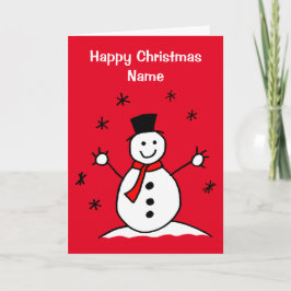 Niedlicher Cartoon Snowman Red Christmas Karte