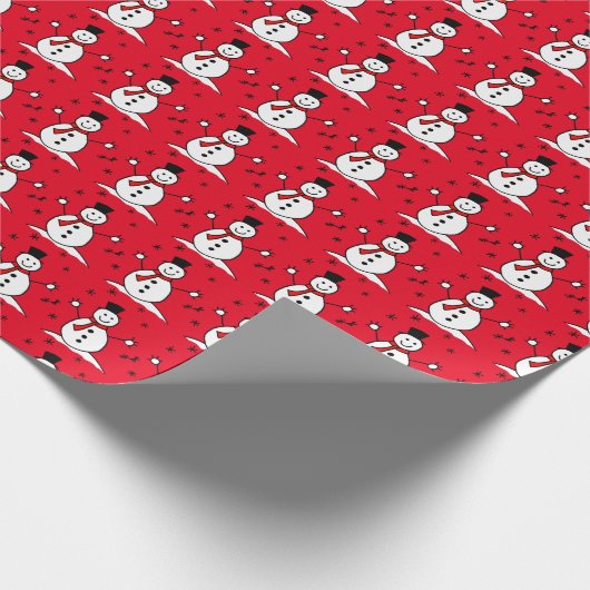 Niedlicher Cartoon Snowman Red Christmas Wrapping Geschenkpapier (Ecke)
