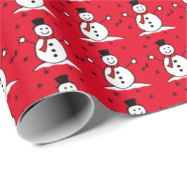 Niedlicher Cartoon Snowman Red Christmas Wrapping  Geschenkpapier