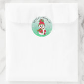 Niedlicher Cartoon Snowman Snowflake Weihnachten Runder Aufkleber (Tasche)