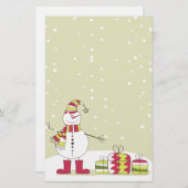 Niedlicher Cartoon Snowman und Presents Stationery Briefpapier (Vorne/Hinten)