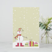 Niedlicher Cartoon Snowman und Presents Stationery Briefpapier (Stehend Vorderseite)