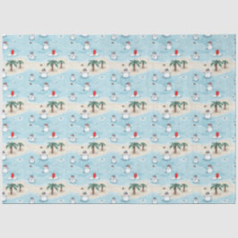 Niedlicher Cartoon Snowmen auf einem Strandurlaub Seidenpapier