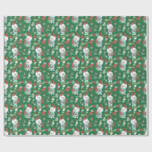 Niedlicher Cartoon Snowmen Roter Grüner Brauch Geschenkpapier (Flach)