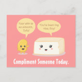 Niedlicher Cartoon - Soy Bean Komplimente Tofu Postkarte (Vorderseite)