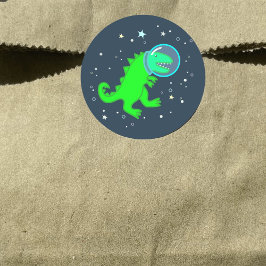 Niedlicher Cartoon Space Dinosaurier Runder Aufkleber