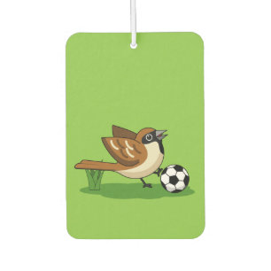 Niedlicher Cartoon-Sparrow-Fußballspieler Autolufterfrischer