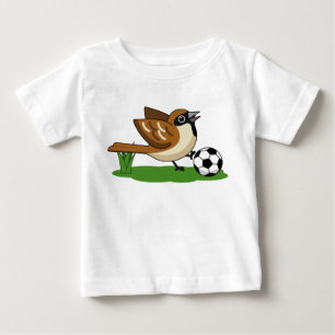 Niedlicher Cartoon-Sparrow-Fußballspieler Baby T-shirt