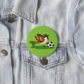 Niedlicher Cartoon-Sparrow-Fußballspieler Button (Beispiel)