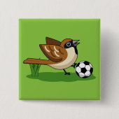 Niedlicher Cartoon-Sparrow-Fußballspieler Button (Vorderseite)