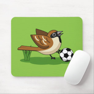 Niedlicher Cartoon-Sparrow-Fußballspieler Mousepad