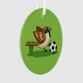 Niedlicher Cartoon-Sparrow-Fußballspieler Ornament (Vorderseite)