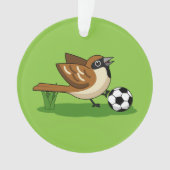 Niedlicher Cartoon-Sparrow-Fußballspieler Ornament (Vorderseite)