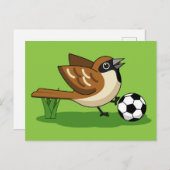 Niedlicher Cartoon-Sparrow-Fußballspieler Postkarte (Vorne/Hinten)