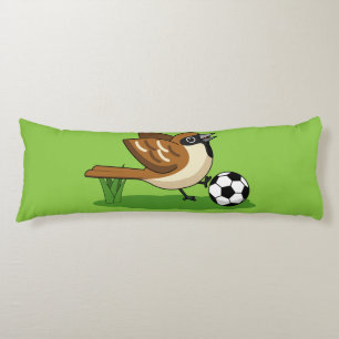 Niedlicher Cartoon-Sparrow-Fußballspieler Seitenschläferkissen