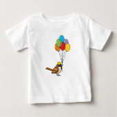 Niedlicher Cartoon Sparrow mit Balloons Baby T-shirt (Vorderseite)