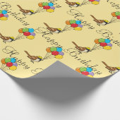 Niedlicher Cartoon Sparrow mit Balloons Geburtstag Geschenkpapier (Ecke)