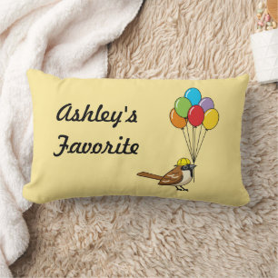 Niedlicher Cartoon-Sparrow mit Balloons-Kid-Name Lendenkissen