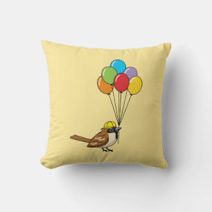 Niedlicher Cartoon Sparrow mit Balloons Kissen