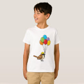 Niedlicher Cartoon Sparrow mit Balloons T-Shirt (Vorne ganz)