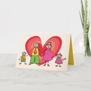 Niedlicher Cartoon Spaß Happy Familienfreude Liebe Feiertagskarte