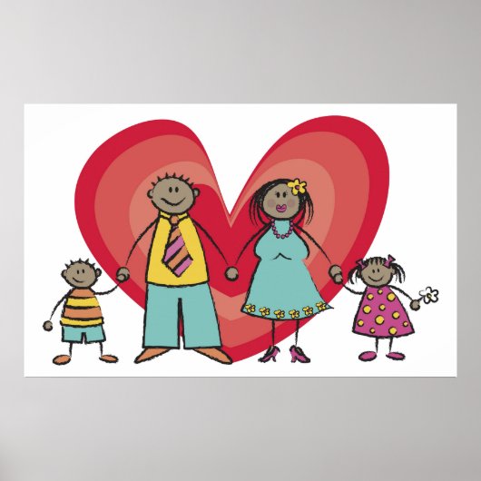 Niedlicher Cartoon Spaß Happy Familienfreude Liebe Poster (Vorne)