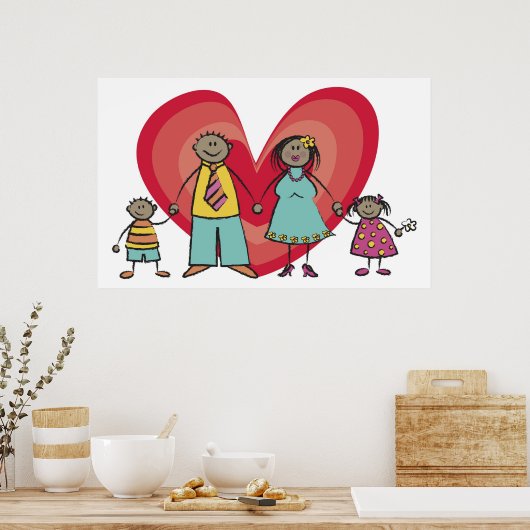 Niedlicher Cartoon Spaß Happy Familienfreude Liebe Poster (Küche)