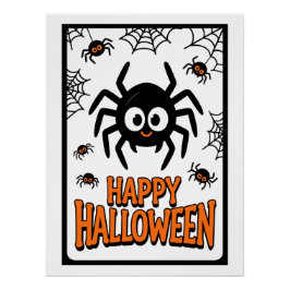 Niedlicher Cartoon Spider Happy Halloween Poster