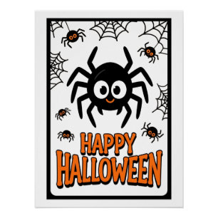 Niedlicher Cartoon Spider Happy Halloween Poster