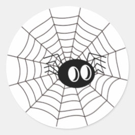 Niedlicher Cartoon Spider im Web Runder Aufkleber