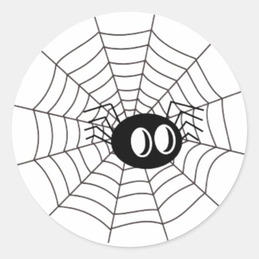 Niedlicher Cartoon Spider im Web Runder Aufkleber (Vorderseite)