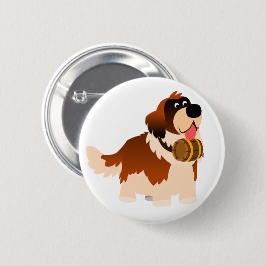Niedlicher Cartoon St Bernard Button Abzeichen (Vorne & Hinten)