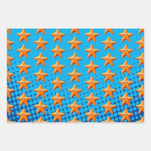 Niedlicher Cartoon Starfish Blauer Ozean Geschenkpapier Set (Vorderseite 2)