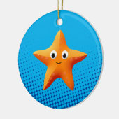 Niedlicher Cartoon Starfish Blauer Ozean Keramik Ornament (Links)