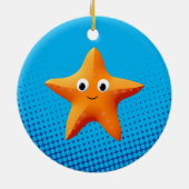 Niedlicher Cartoon Starfish Blauer Ozean Keramik Ornament (Hinten)