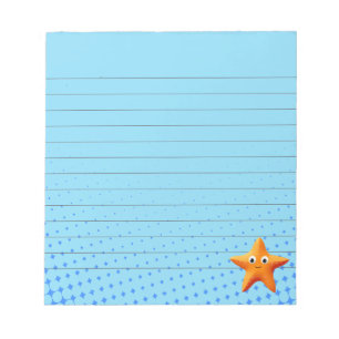 Niedlicher Cartoon Starfish Blauer Ozean Linde Notizblock
