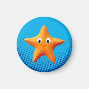 Niedlicher Cartoon Starfish Blauer Ozean Magnet