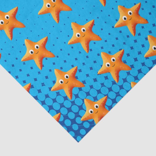 Niedlicher Cartoon Starfish Blauer Ozean Seidenpapier (Ausschnitt)