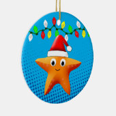 Niedlicher Cartoon Starfish Weihnachtsmannmütze We Keramik Ornament (Rechts)