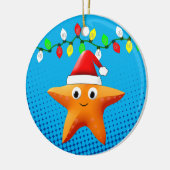 Niedlicher Cartoon Starfish Weihnachtsmannmütze We Keramik Ornament (Links)