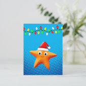 Niedlicher Cartoon Starfish Weihnachtsmannmütze We Postkarte (Stehend Vorderseite)