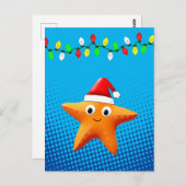 Niedlicher Cartoon Starfish Weihnachtsmannmütze We Postkarte (Vorne/Hinten)