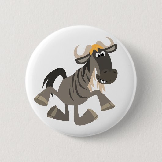 Niedlicher Cartoon Steche Tanzen Wildebeest Button (Vorderseite)