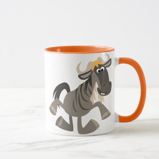 Niedlicher Cartoon Steche Tanzen Wildebeest Tasse (Rechts)