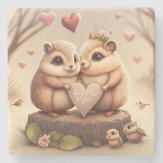 Niedlicher Cartoon Steinuntersetzer (Vorderseite)