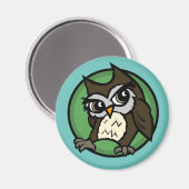 NIEDLICHER CARTOON STYLE OWL ROUND MAGNET (Vorderseite/Rückseite)