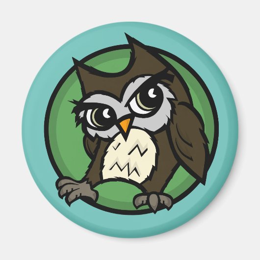 NIEDLICHER CARTOON STYLE OWL ROUND MAGNET (Vorne)